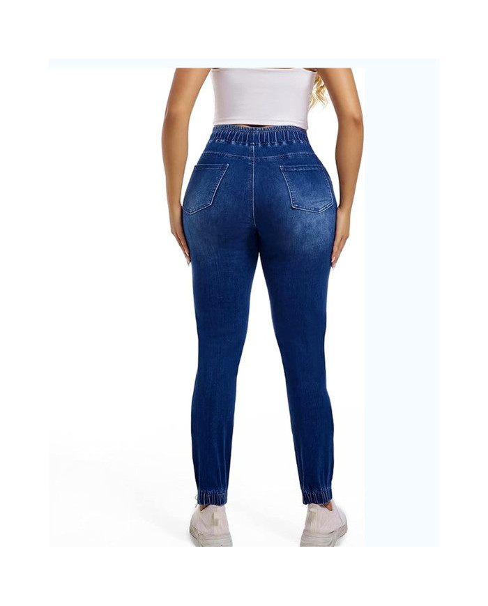 Danim High Waisted Denim Cargo Pants (Navy)