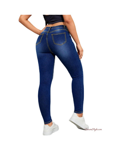 Danim High Waisted Skinny Denim Cargo Pants (Indigo)