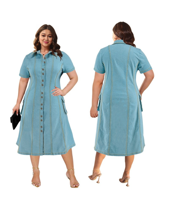 Danim Mario Denim Maxi Dress (Green-Blue)
