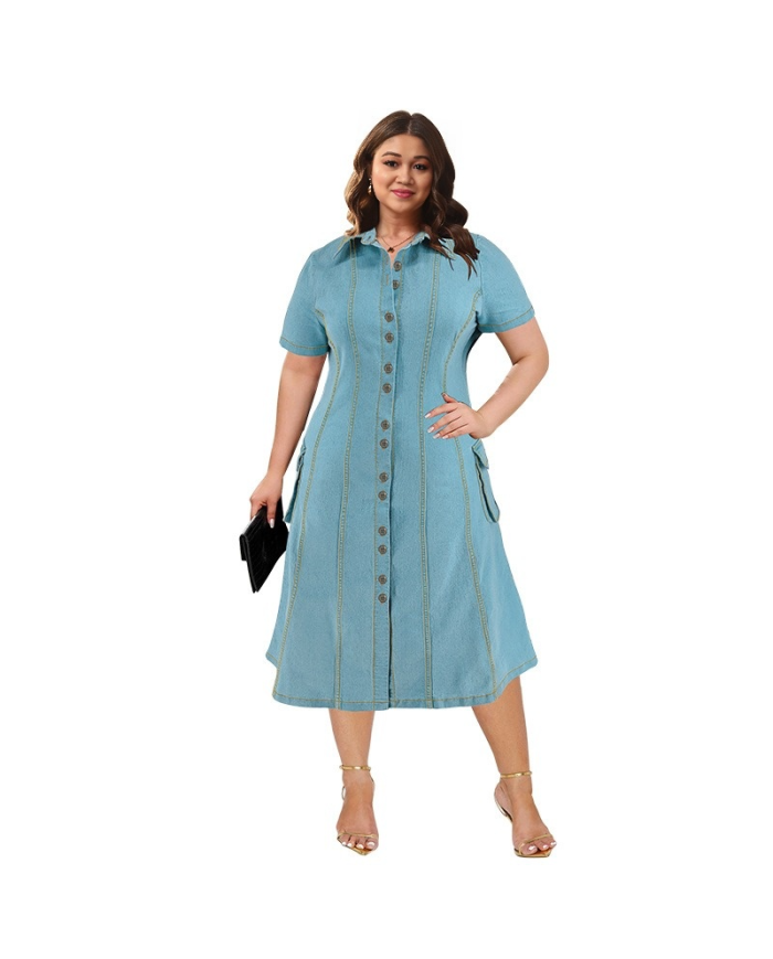 Danim Mario Denim Maxi Dress (Green-Blue)