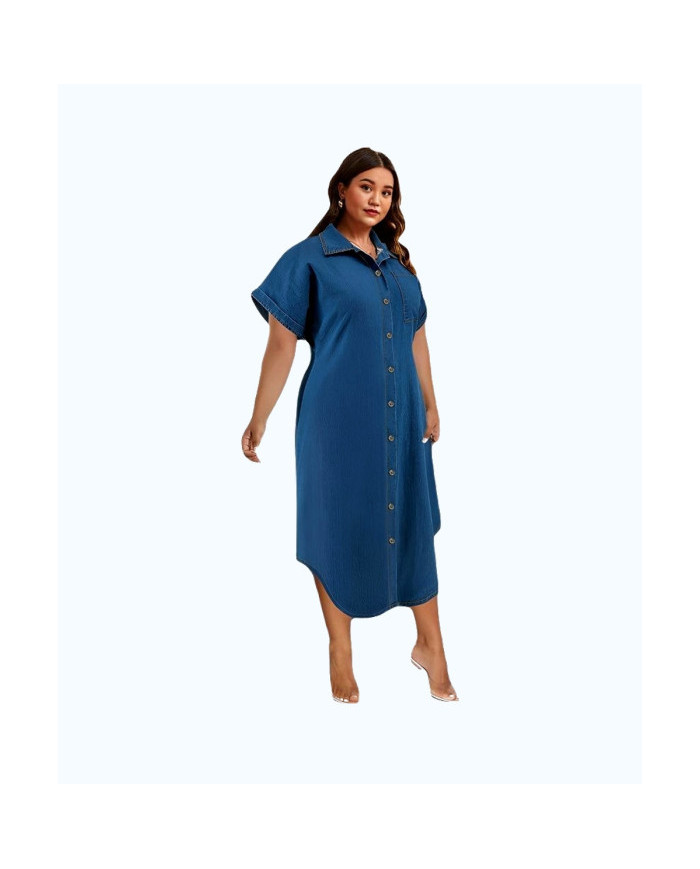 Danim Mario Denim Midi Long Dress (Navy-Blue )