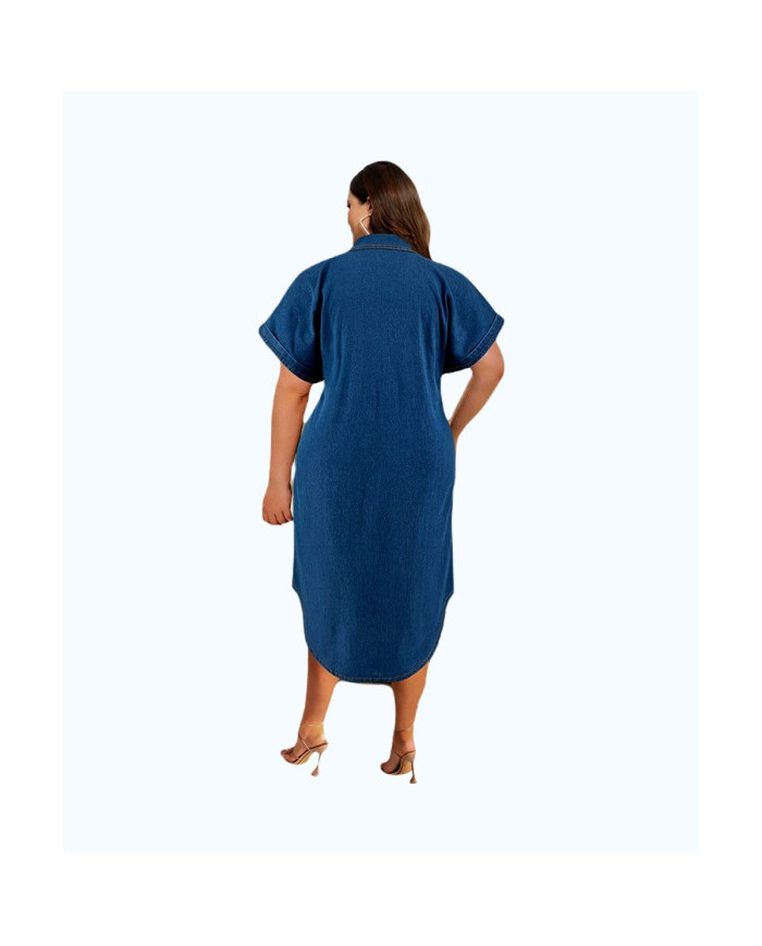 Danim Mario Denim Midi Long Dress (Navy-Blue )