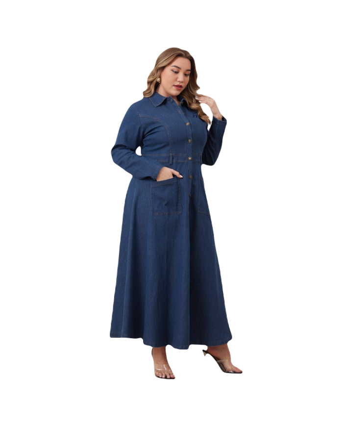 Danim Mario Denim Ladies Long Seelve Maxi Dress, (Indigo)