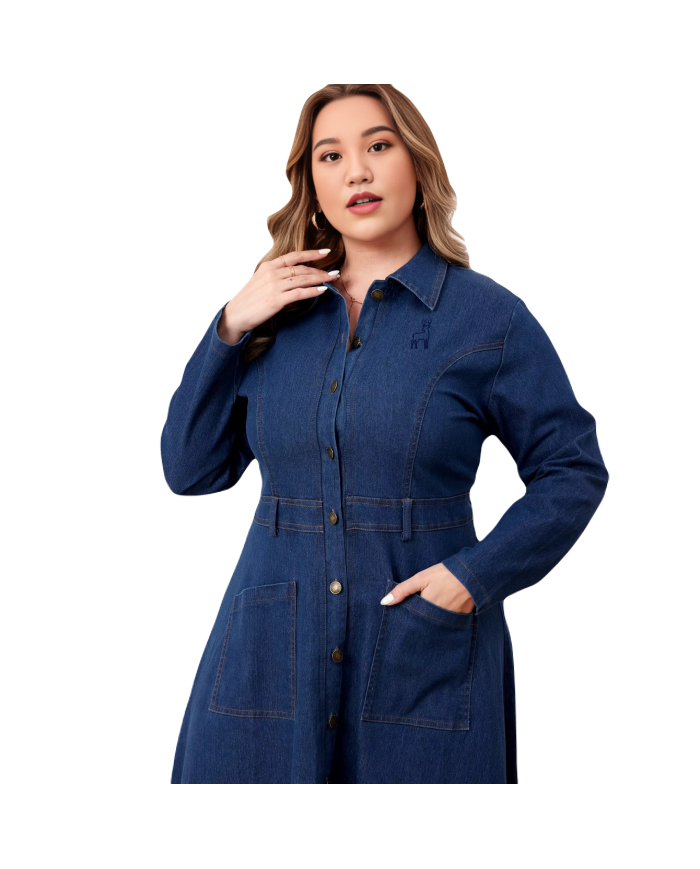 Danim Mario Denim Ladies Long Seelve Maxi Dress, (Indigo)