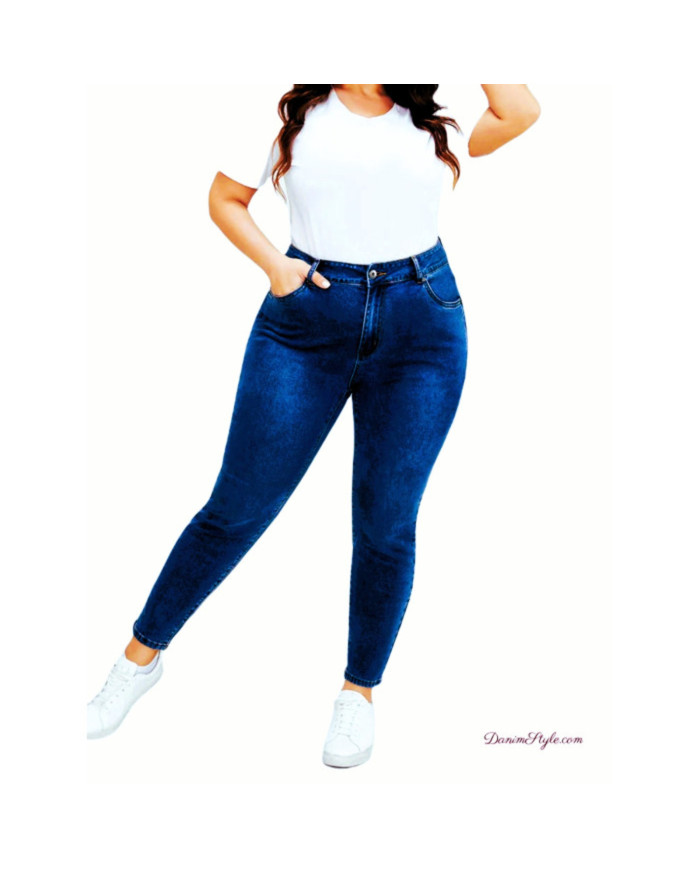 Danim High Waisted Denim Ladies Jeans (Navy)