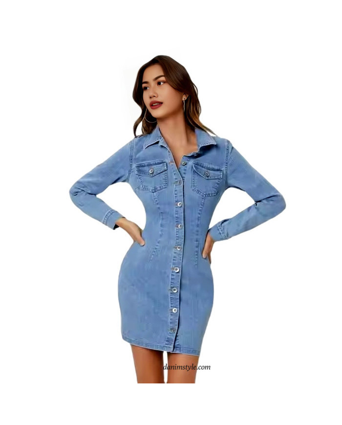 Danim Skinny Midi Dress (Ice-Blue)