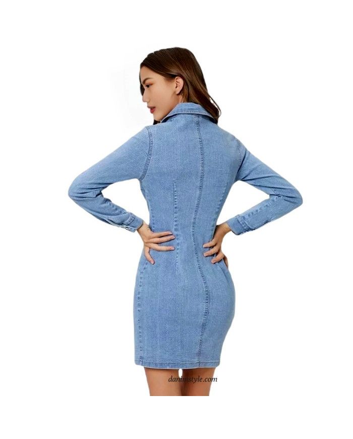 Danim Skinny Midi Dress (Ice-Blue)