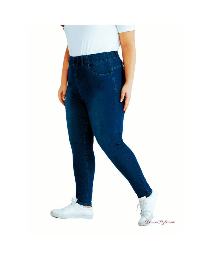 Danim High Waisted Denim Ladies Plus-Size Jeans (Navy)