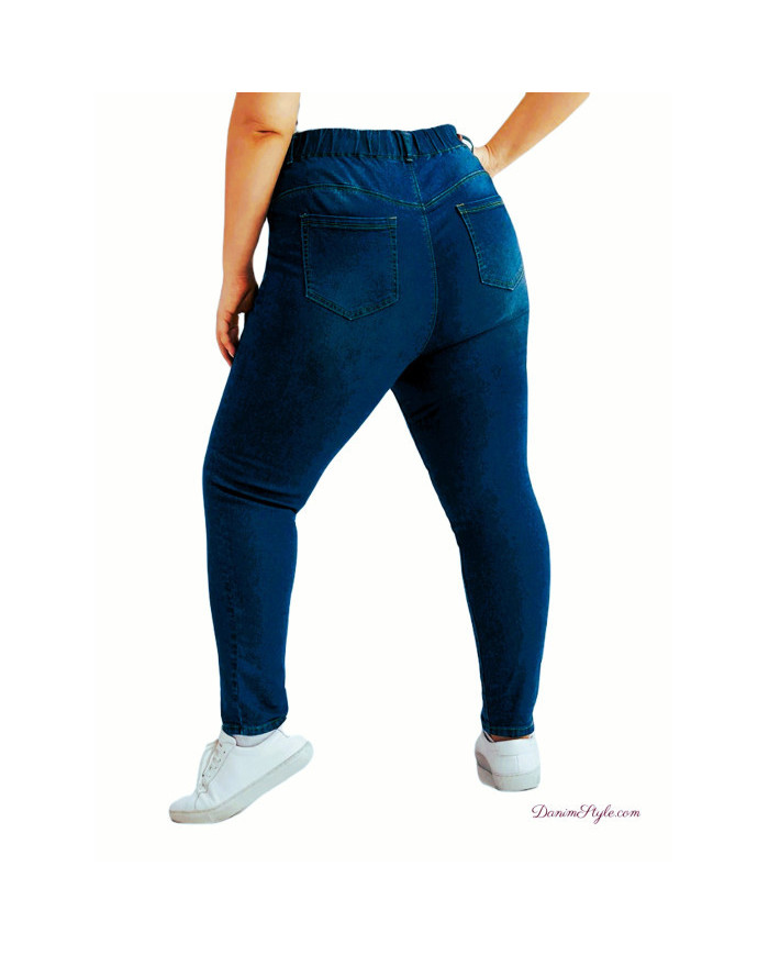 Danim High Waisted Denim Ladies Plus-Size Jeans (Navy)