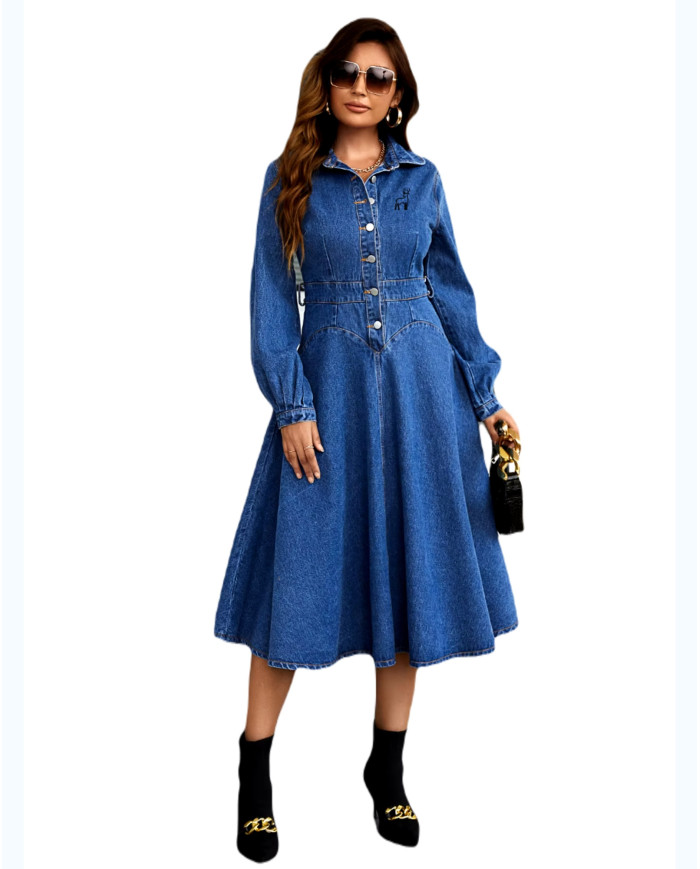 Danim Street Long Denim Dress (Navy)