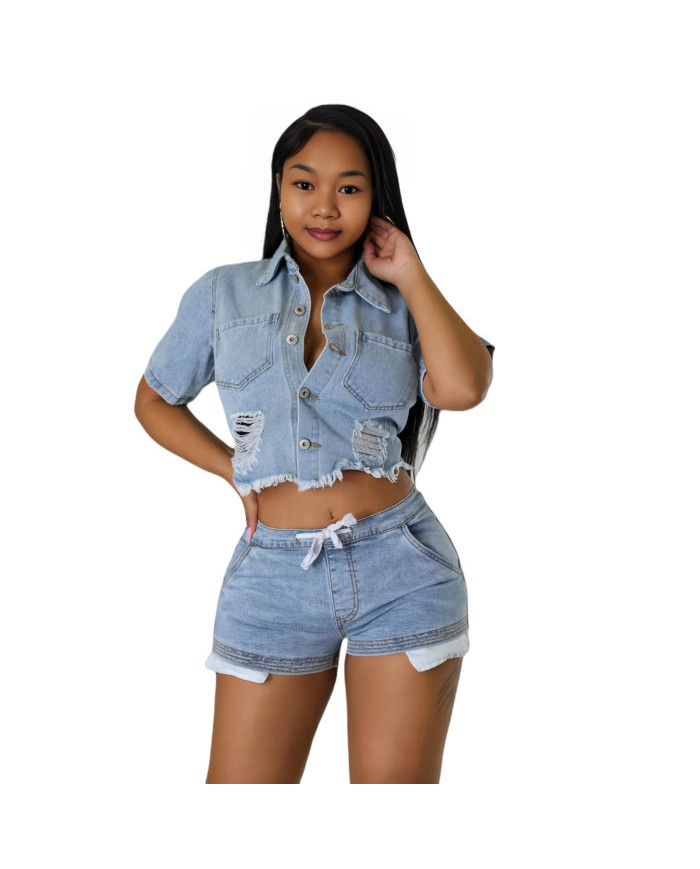 Danim Babe Shorts & Shirts ( Light-Blue-2Pcs)