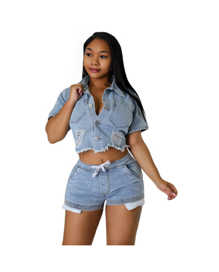 Danim Babe Shorts & Shirts ( Light-Blue-2Pcs)