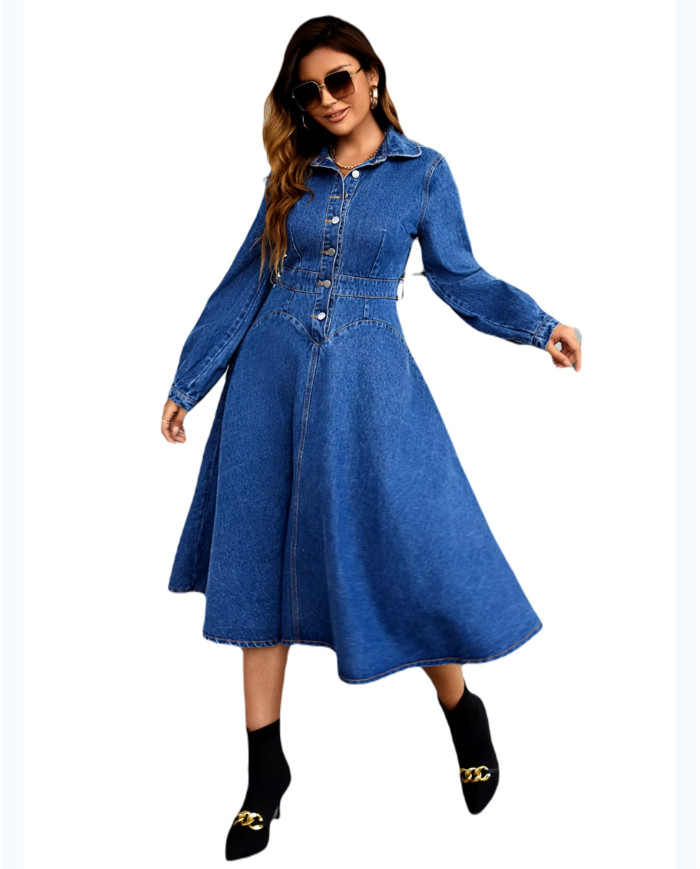 Danim Street Long Denim Dress (Navy)