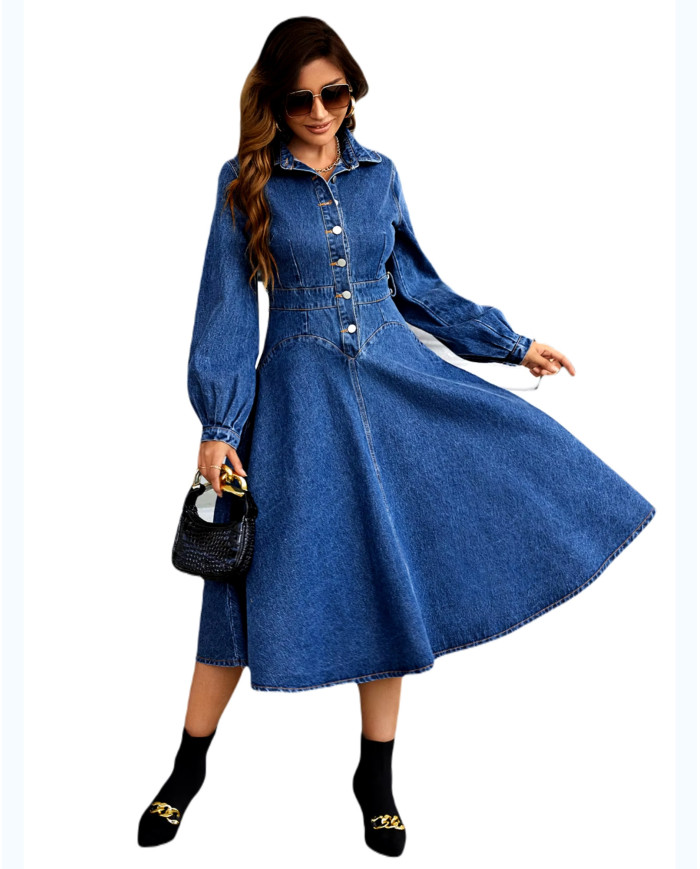 Danim Street Long Denim Dress (Navy)