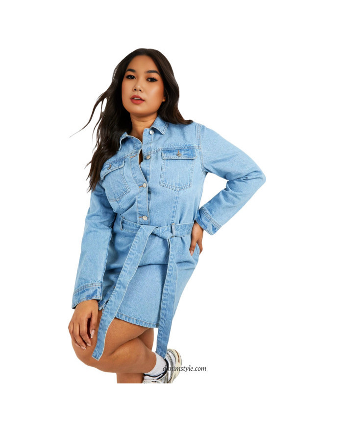 Danim Ladies Denim Midi Dress (Ice-Blue)