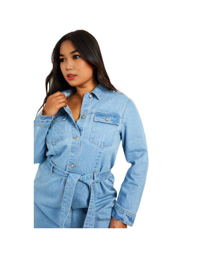 Danim Ladies Denim Midi Dress (Ice-Blue)