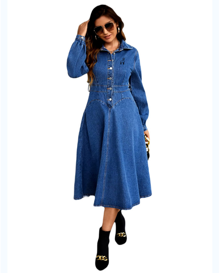 Danim Street Long Denim Dress (Navy)