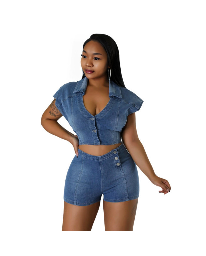 Danim Babe Denim Romper (Navy-Blue)