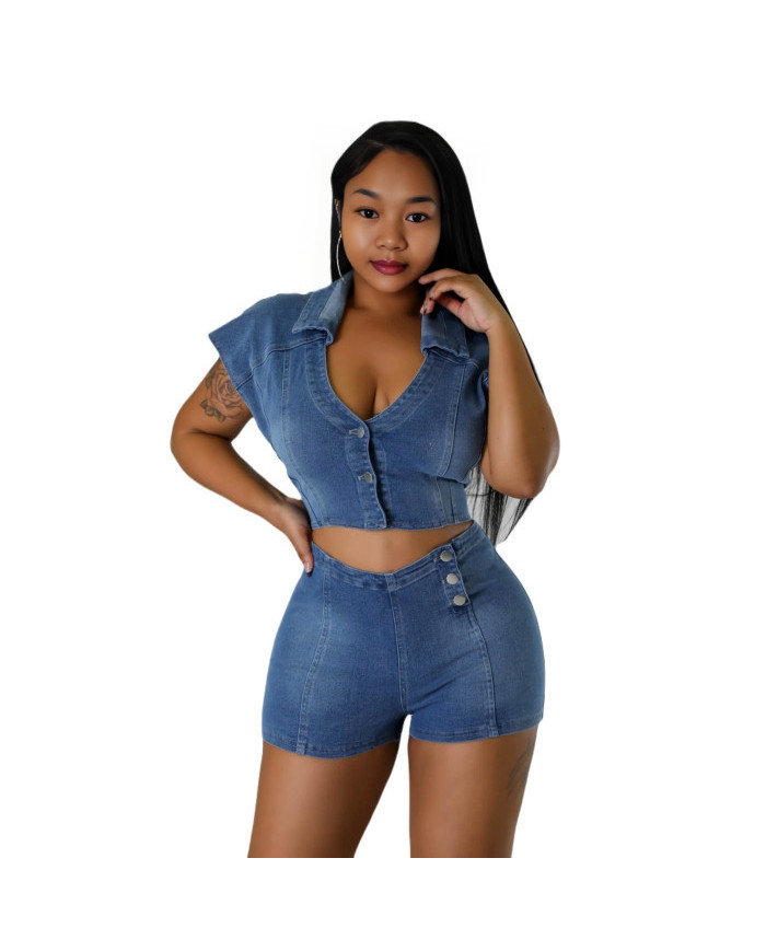 Danim Babe Denim Romper (Navy-Blue)