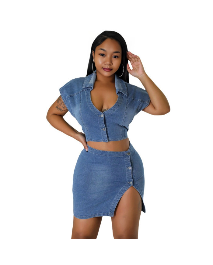 Danim Babe Denim Romper (Dark-Blue)
