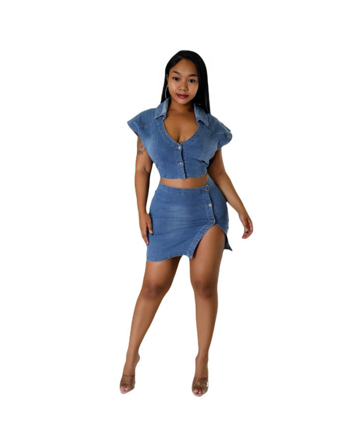 Danim Babe Denim Romper (Dark-Blue)