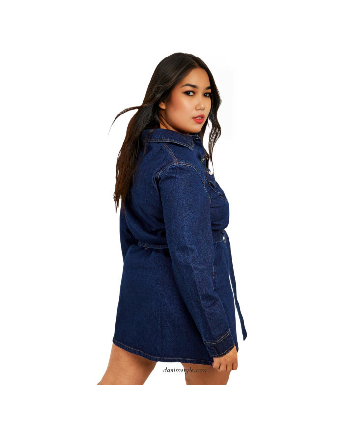 Danim Belted Women Denim Dress,  (Indigo)