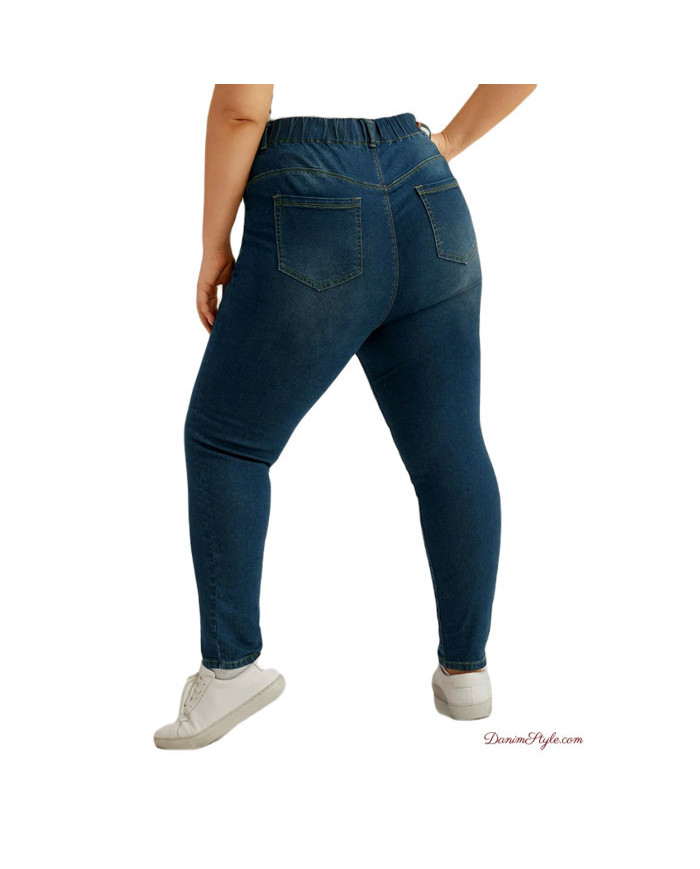 Danim High Waisted Denim Ladies Jeans (Wash-Blue)