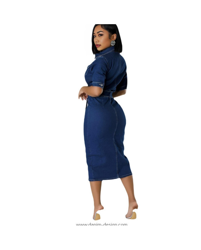 Danim Babe Denim Midi Dress (Navy-Blue)