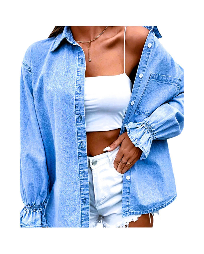 Danim Ladies Denim Shirt (Sky-Blue)