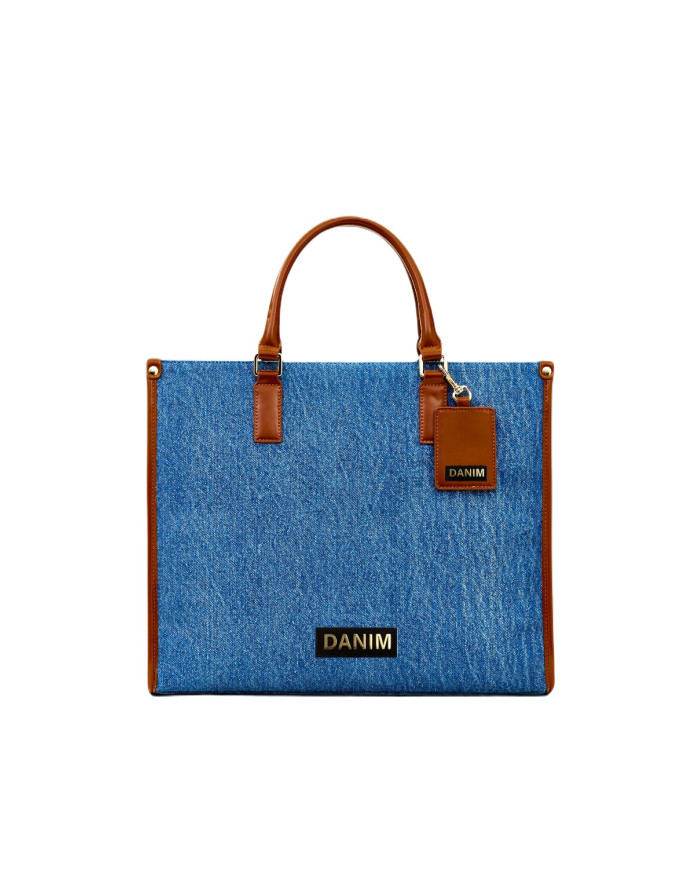 Danim Leather Shoulder Bag (Camel-Blue)
