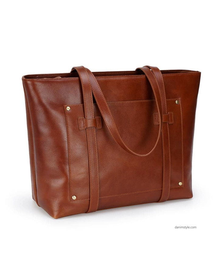 Danim Women Larry Tote Leather Bag (Brown)