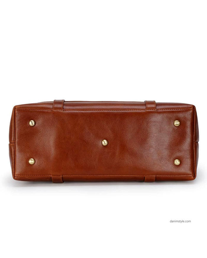 Danim Women Larry Tote Leather Bag (Brown)