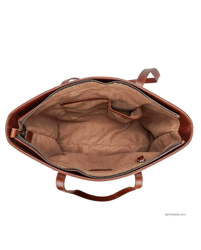 Danim Women Larry Tote Leather Bag (Brown)