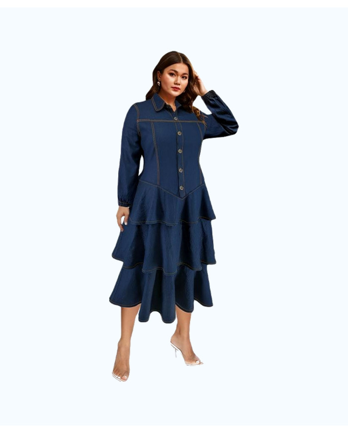 Danim Mario Maxi Long Denim Dress (Indigo)