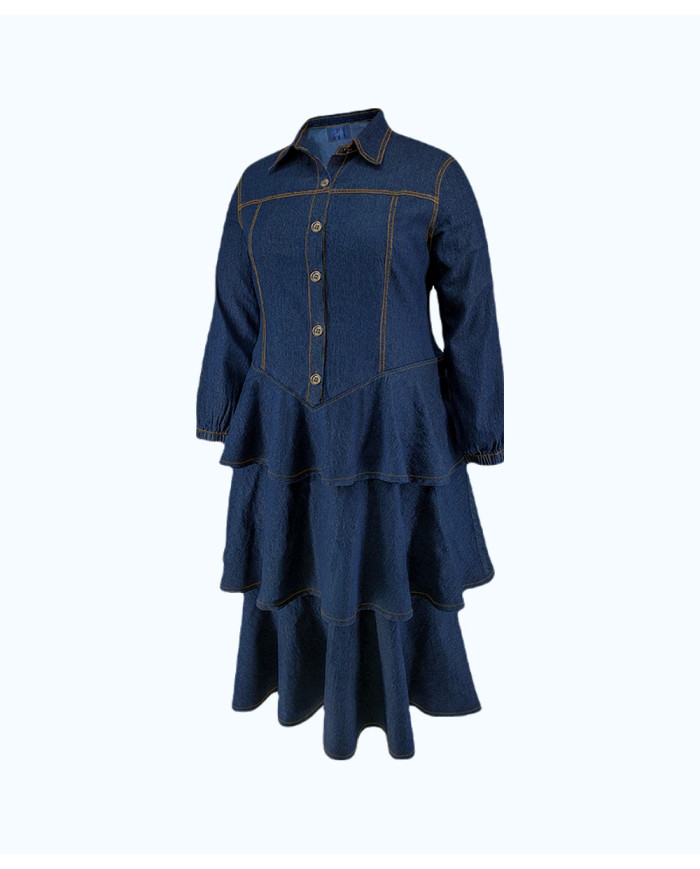 Danim Mario Maxi Long Denim Dress (Indigo)