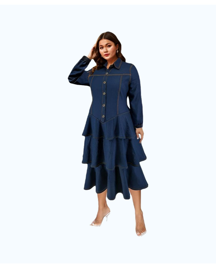 Danim Mario Maxi Long Denim Dress (Indigo)