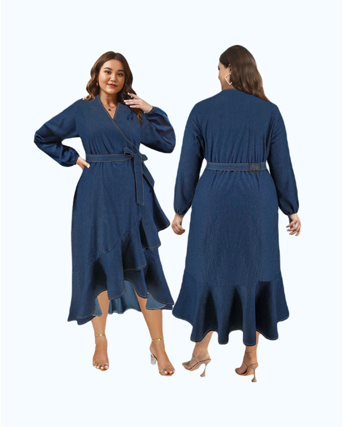 Danim Mario Maxi Long Denim Dress (Indigo)
