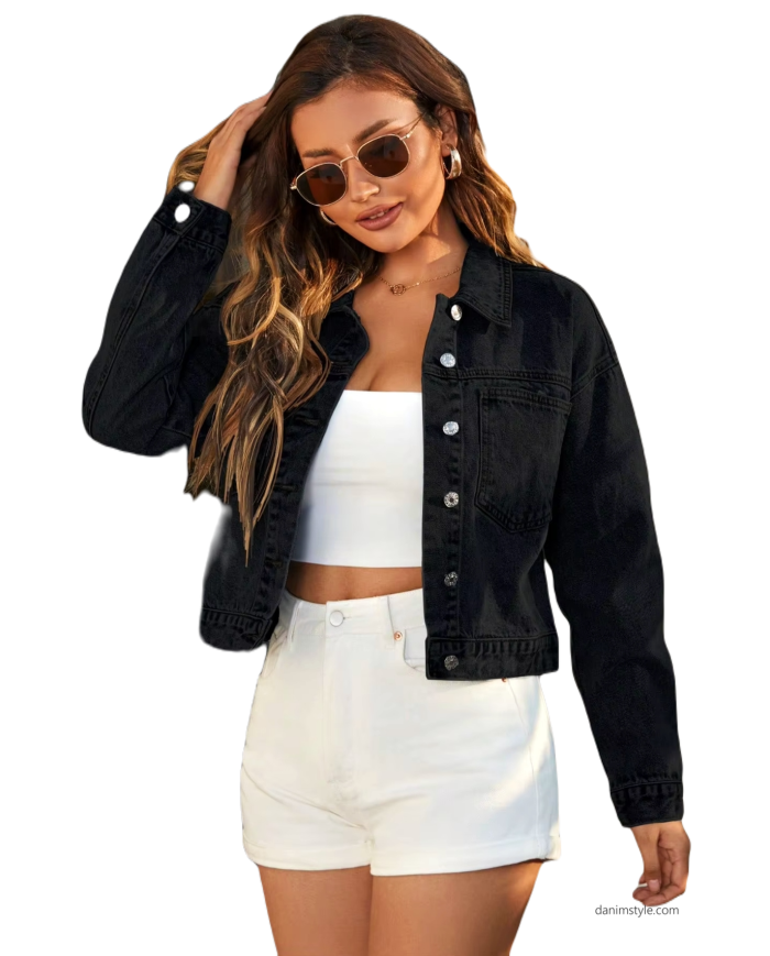 Danim Ladies Denim Jacket (Black)