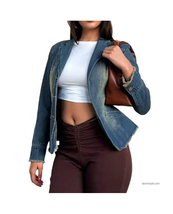 Danim Ladies Denim Top Blazer (Navy-Blue)