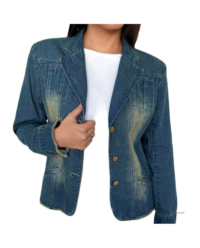 Danim Ladies Denim Top Blazer (Navy-Blue)