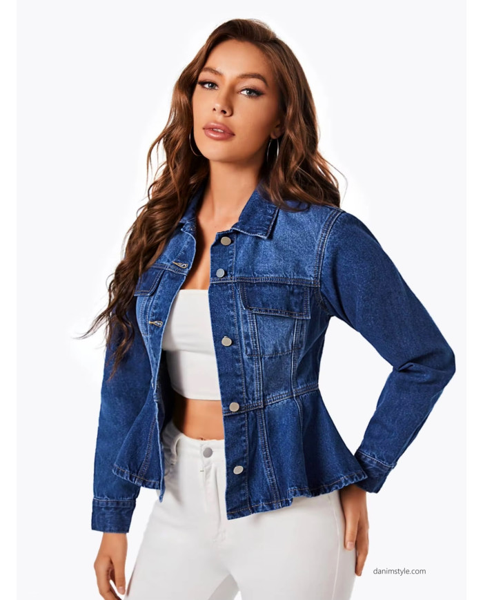 Danim Ladies Denim Top Jacket, (Navy-Blue)