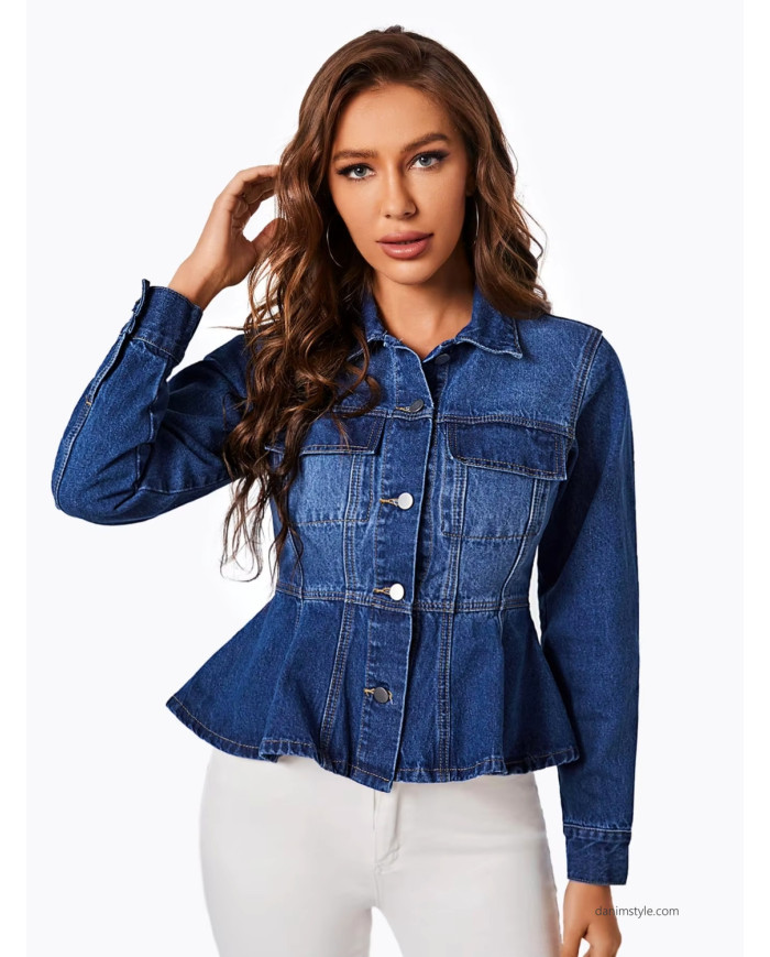 Danim Ladies Denim Top Jacket, (Navy-Blue)