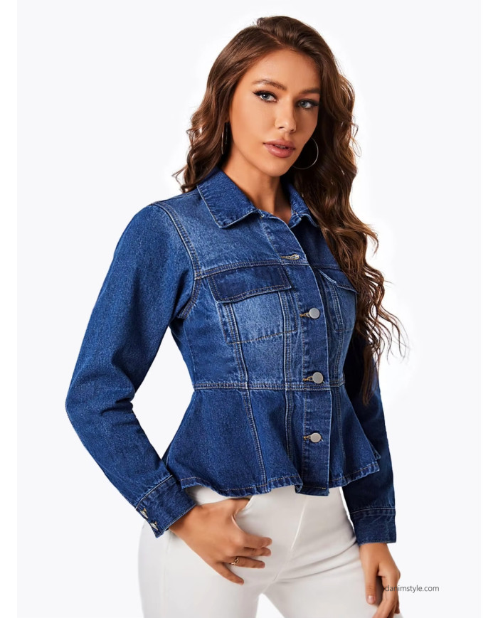 Danim Ladies Denim Top Jacket, (Navy-Blue)