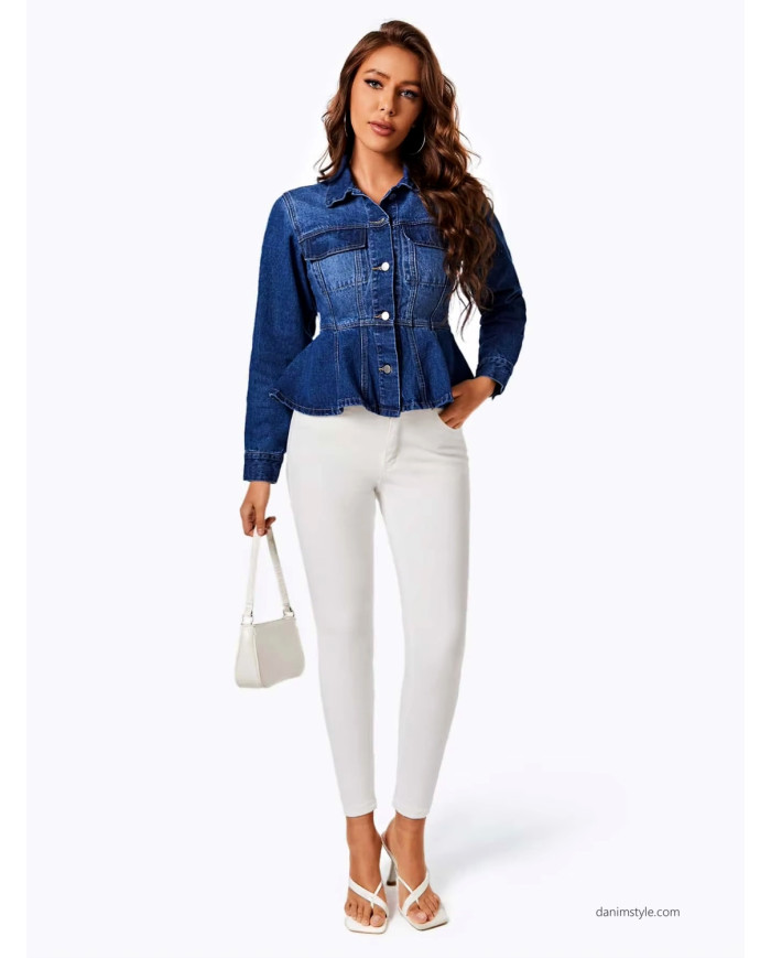 Danim Ladies Denim Top Jacket, (Navy-Blue)