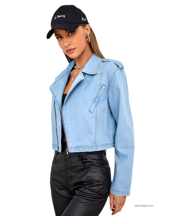 Danim Ladies Denim Top Jacket, (Light-Blue)