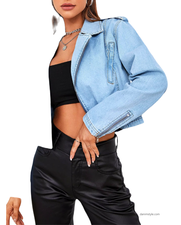 Danim Ladies Denim Top Jacket, (Light-Blue)