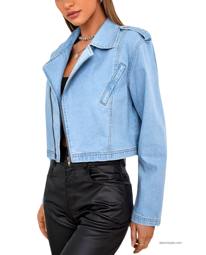 Danim Ladies Denim Top Jacket, (Light-Blue)