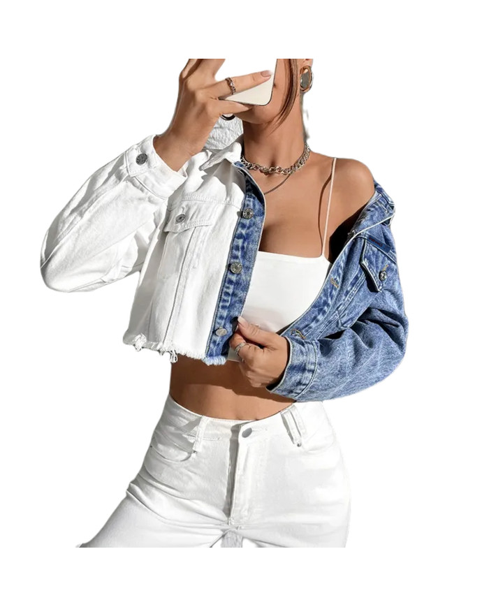 Danim Ladies Denim Shirt (White-Blue)