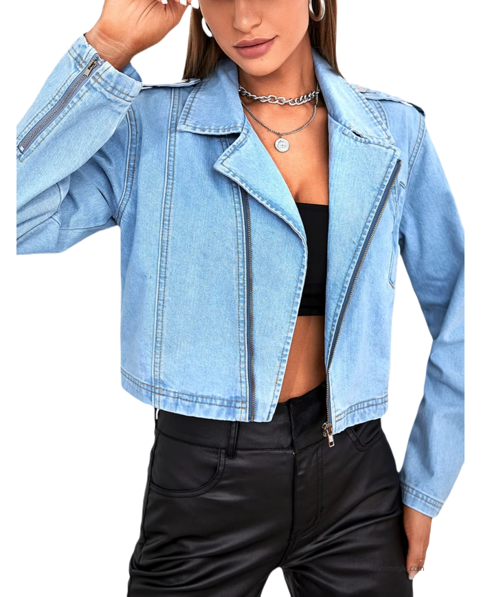 Danim Ladies Denim Top Jacket, (Light-Blue)