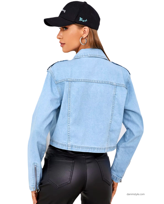 Danim Ladies Denim Top Jacket, (Light-Blue)